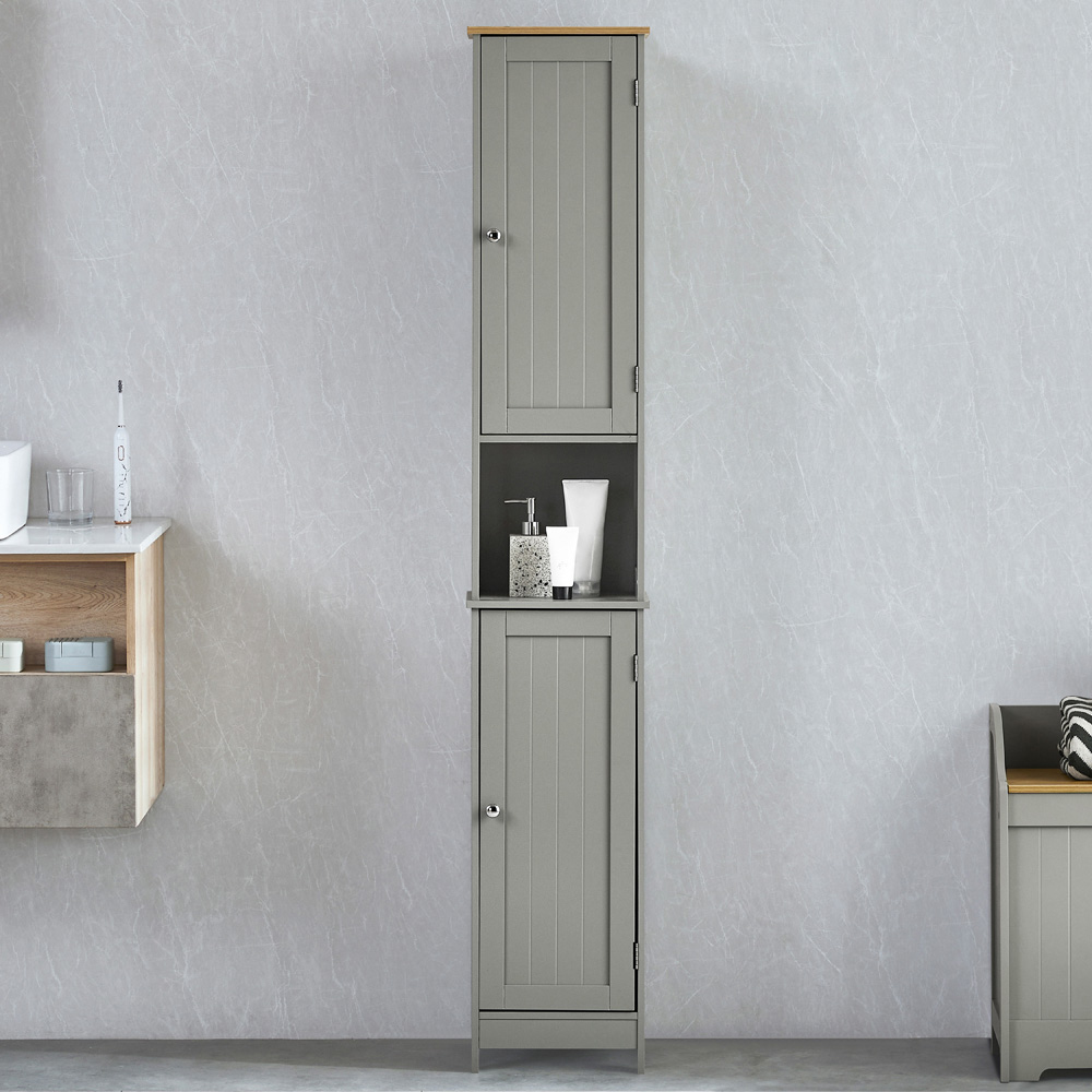 BATH VIDA 2 Door Grey Tall Floor Cabinet Image 3