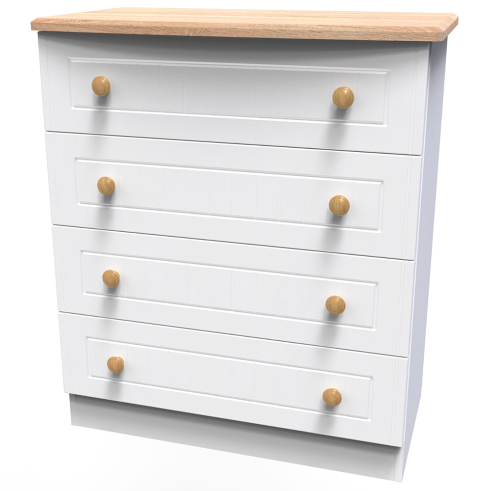 Crowndale Warwick 4 Drawer White Ash and Oak Chest of Drawers Image 4