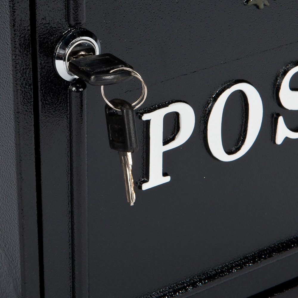 Arboria Garden Decor Black and Gold Rose Cast Aluminium Post Box Image 5