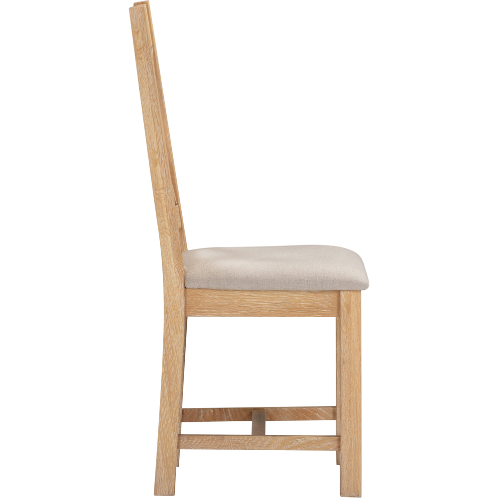 Seconique Windsor Sey of 2 Natural Oak and Oat Fabric Cross Back Dining Chair Image 5