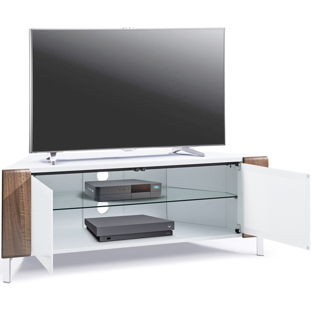 MDA Designs Corvus 2 Door White and Walnut TV Cabinet Image 6