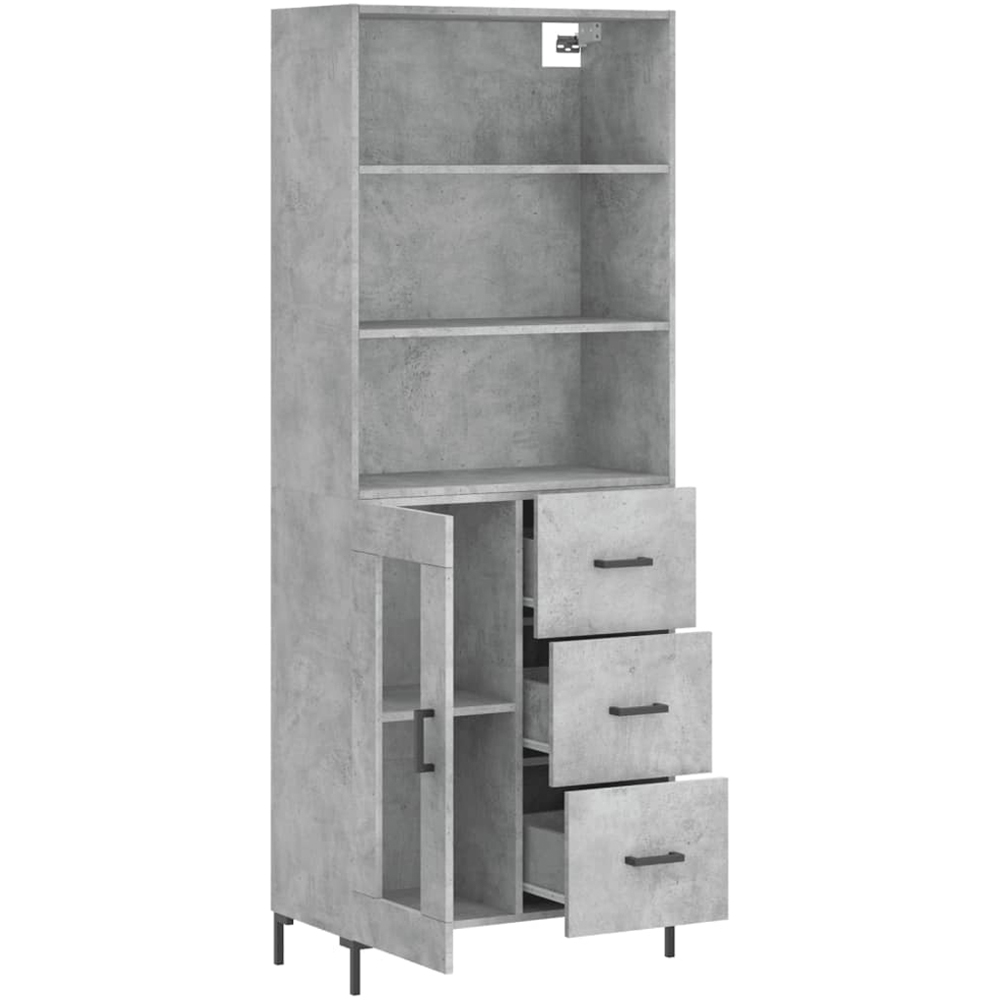 vidaXL Single Door 3 Drawer 3 Shelf Concrete Grey Highboard Image 4
