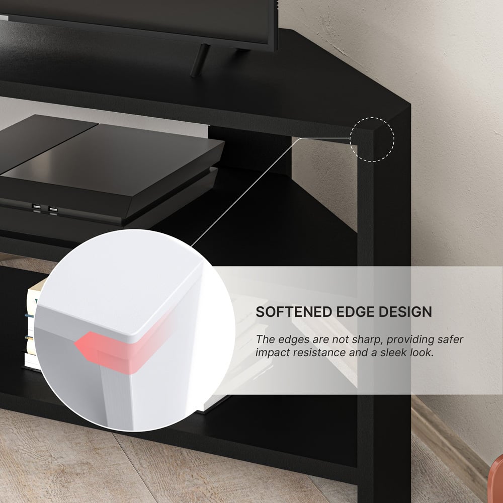 Decortie Thales 2 Shelf Black Bute Effect Corner Modern TV Unit Image 6