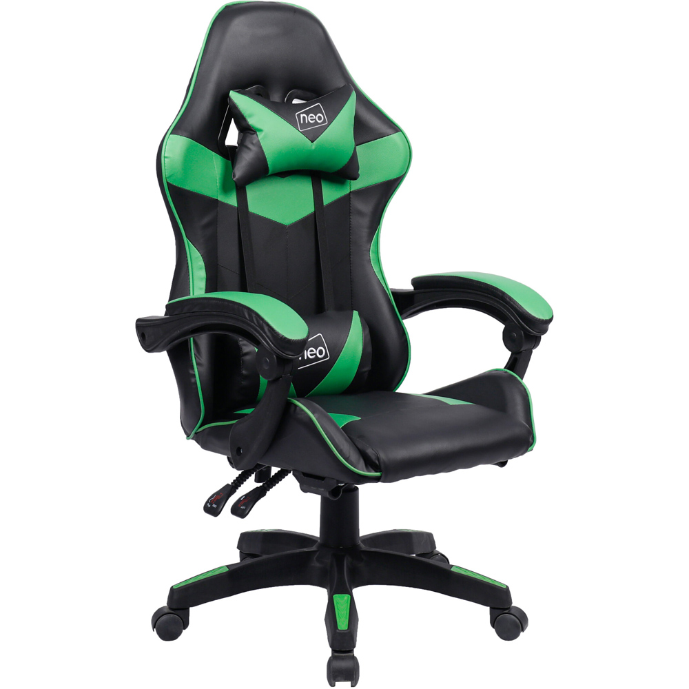 Neo Black and Green PU Leather Swivel Office Chair Image 2