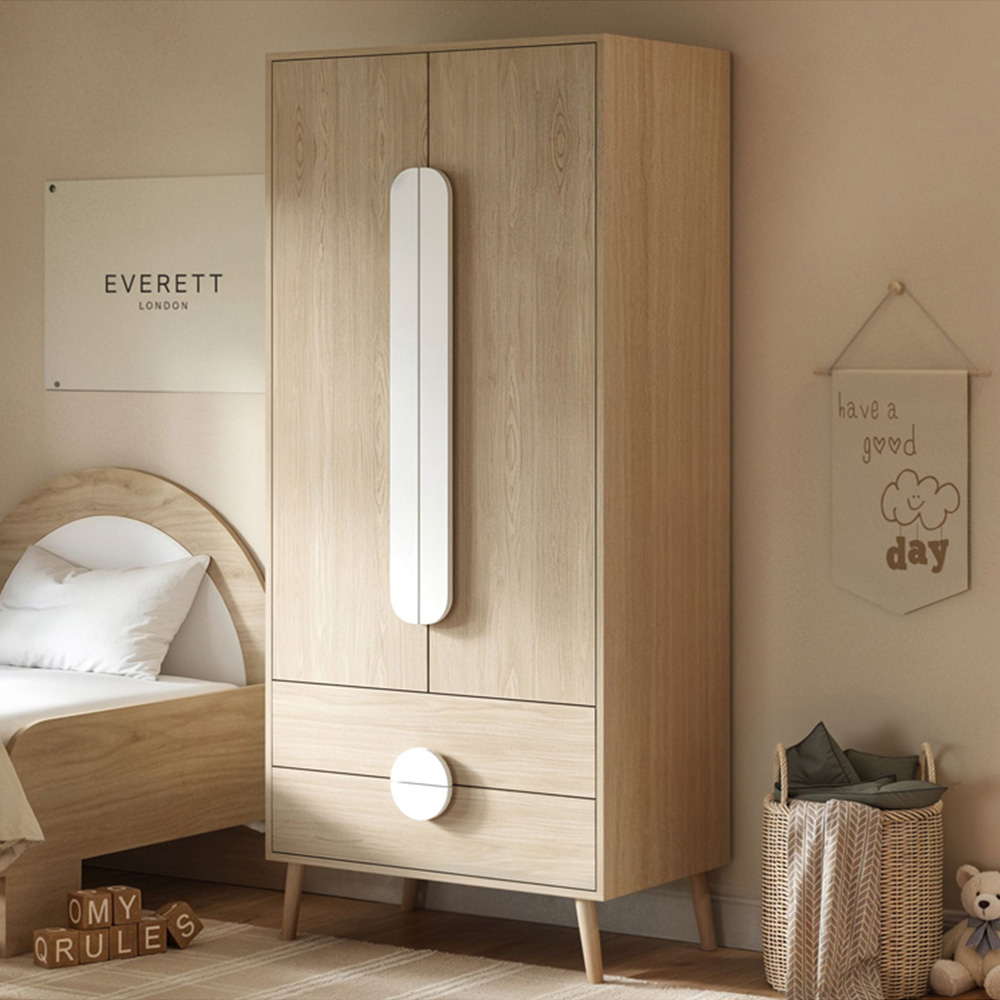 Flair Noah 2 Door 2 Drawer Oak and White Wardrobe Image 1