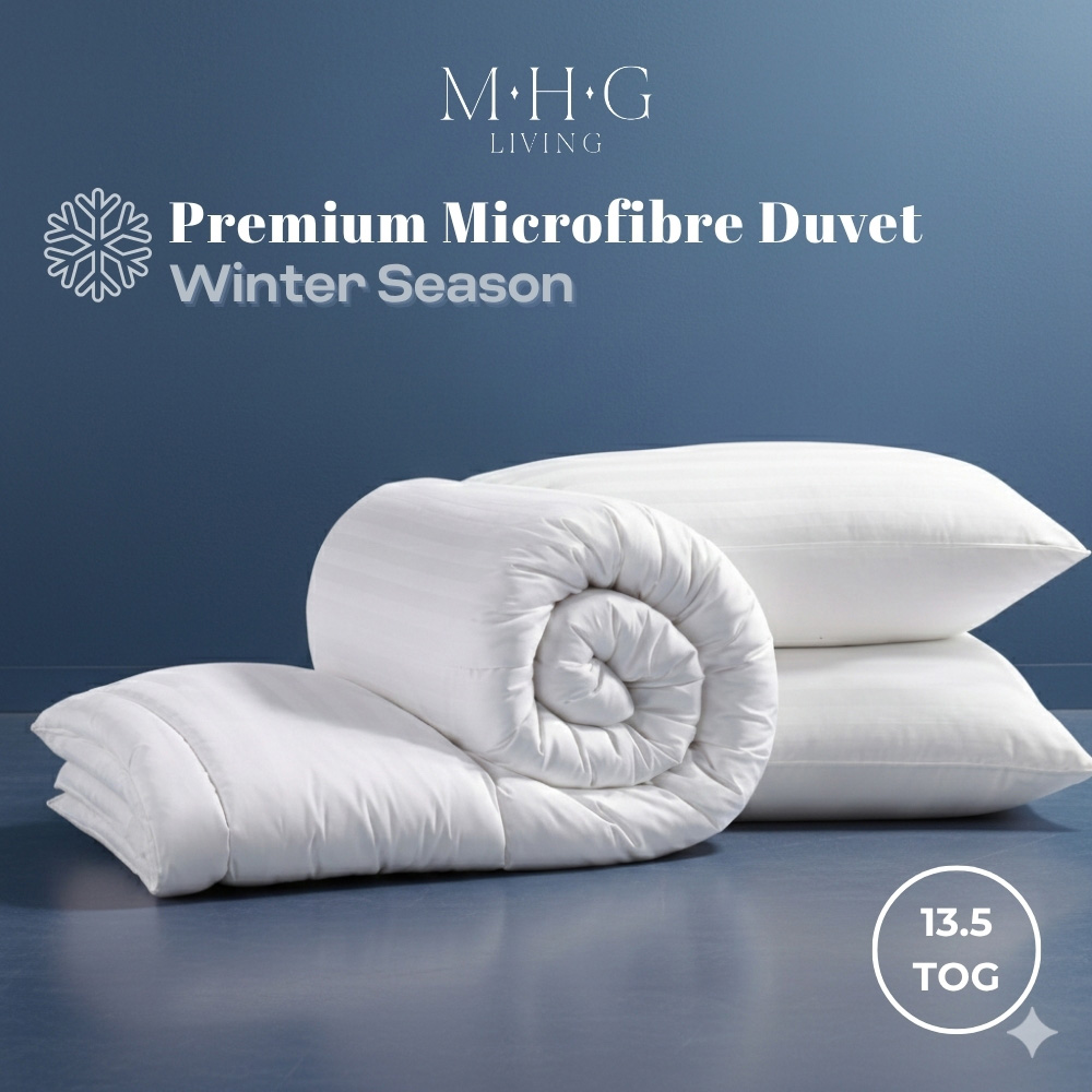 MHG Living King Size White Striped Winter Hollowfibre Duvet Set 13.5 Tog Image 9