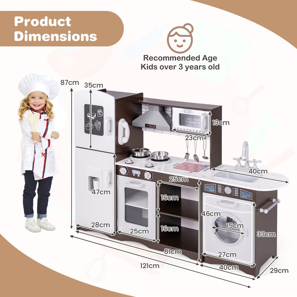 Costway Kids Coffee Kitchen Play Set with Realistic Lights and Sounds Image 8