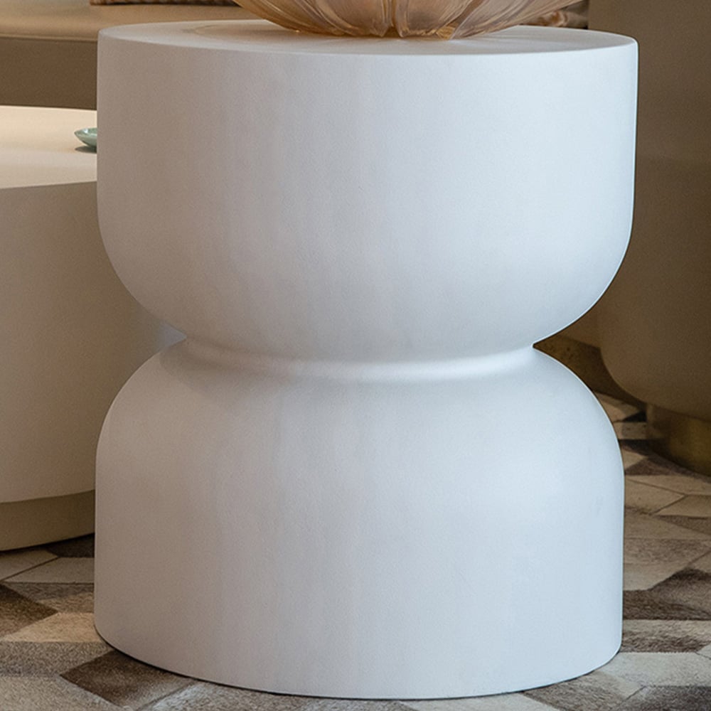 Elementi Chronos Cream White GRC Side Table Image 1