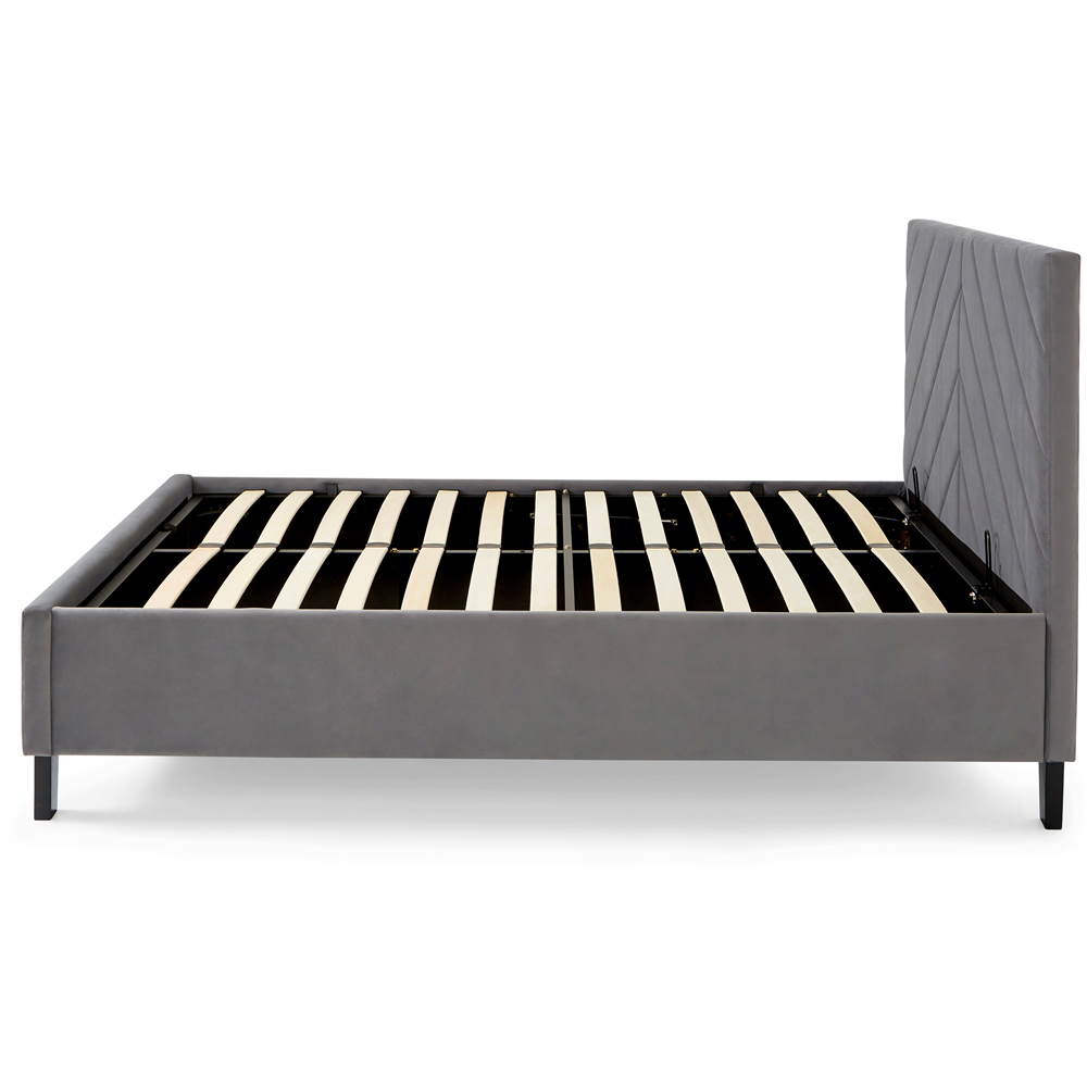 GFW Thea Double Grey Velvet End Lift Ottoman Bed with Memory Pocket Mattress Image 7