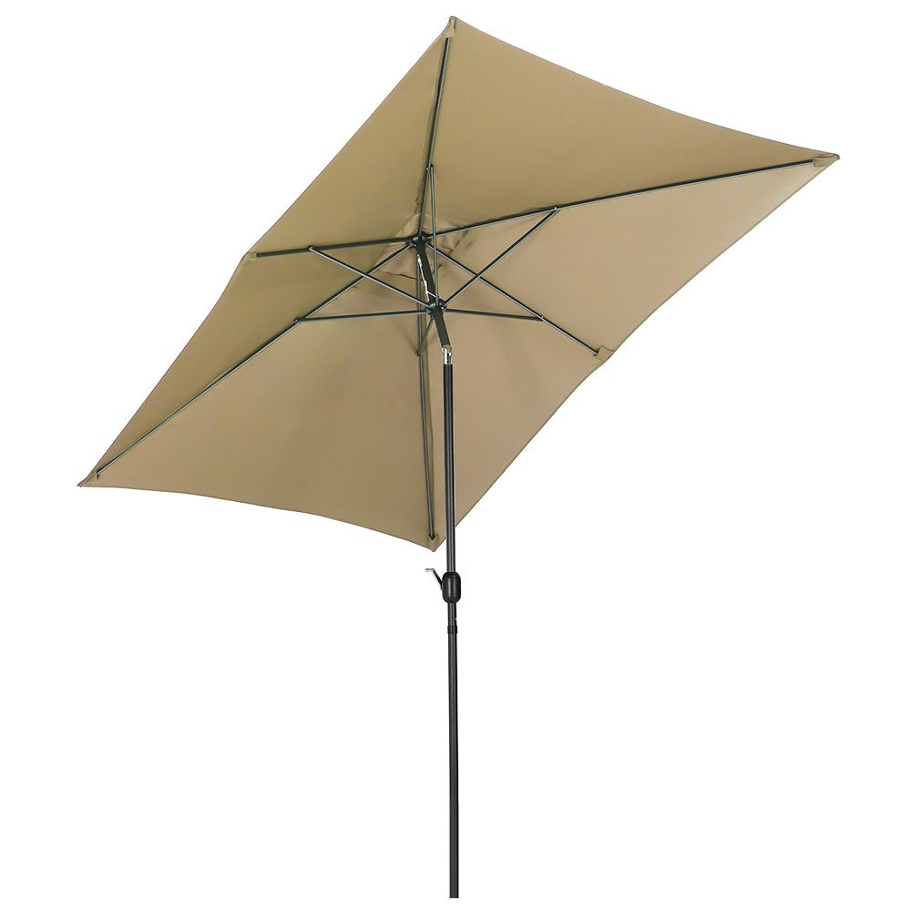 Living and Home Beige Square Crank Tilt Parasol with Round Base 3m Image 3