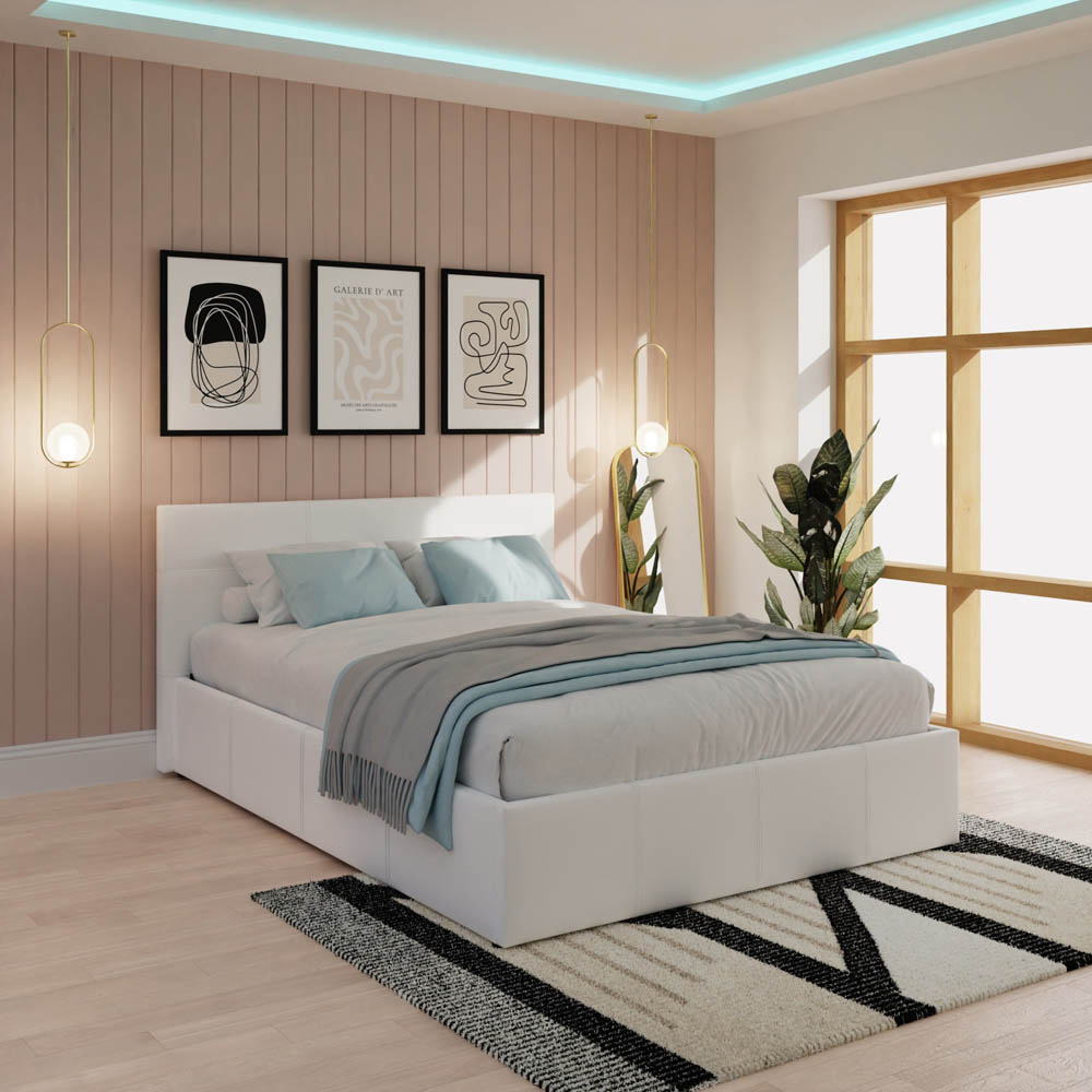 GFW King White Side Lift Ottoman Bed Image 5