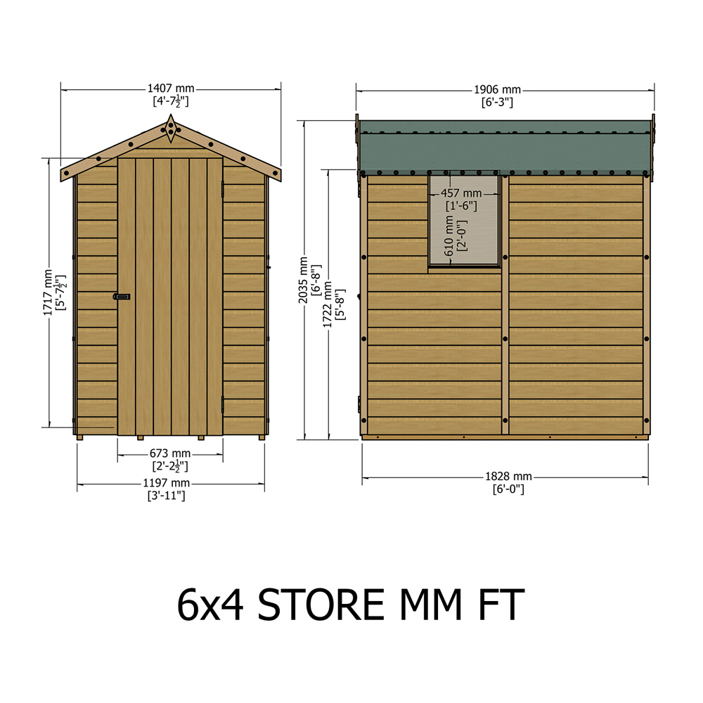 Shire Shetland 6 x 4ft Apex Pressure Treated Tongue and Groove Shed Image 5