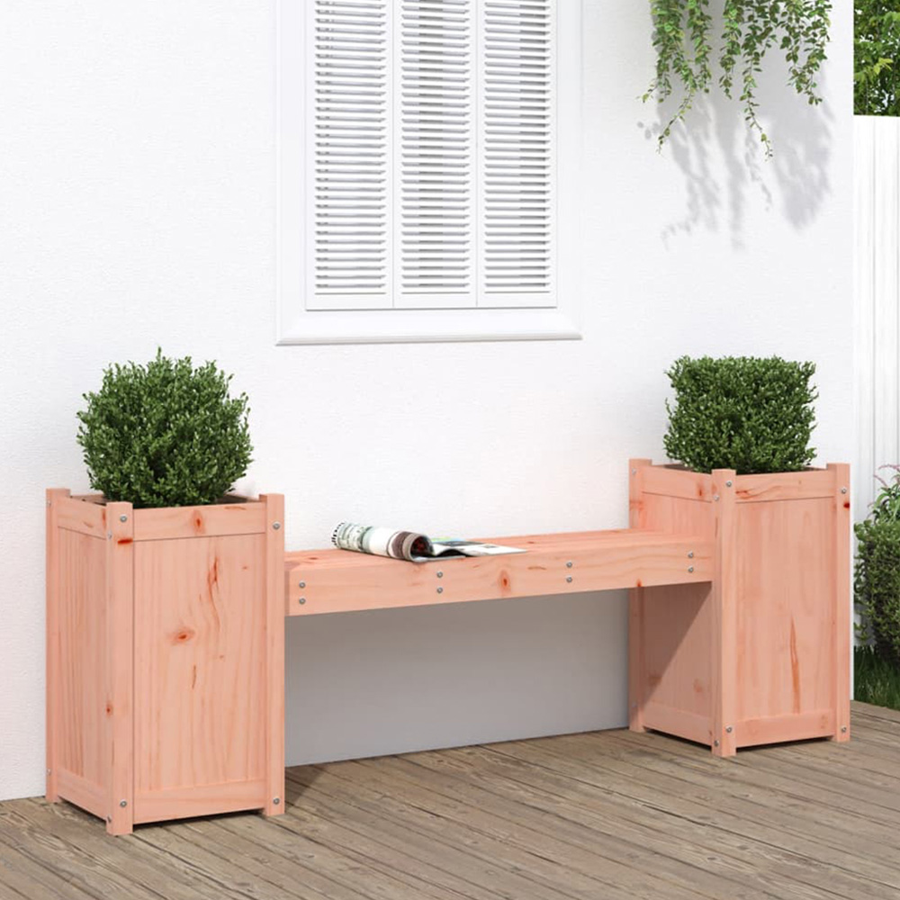 vidaXL 2-in-1 Natural Solid Douglas Wood Planter Box with 2 Seater Bench Image 1
