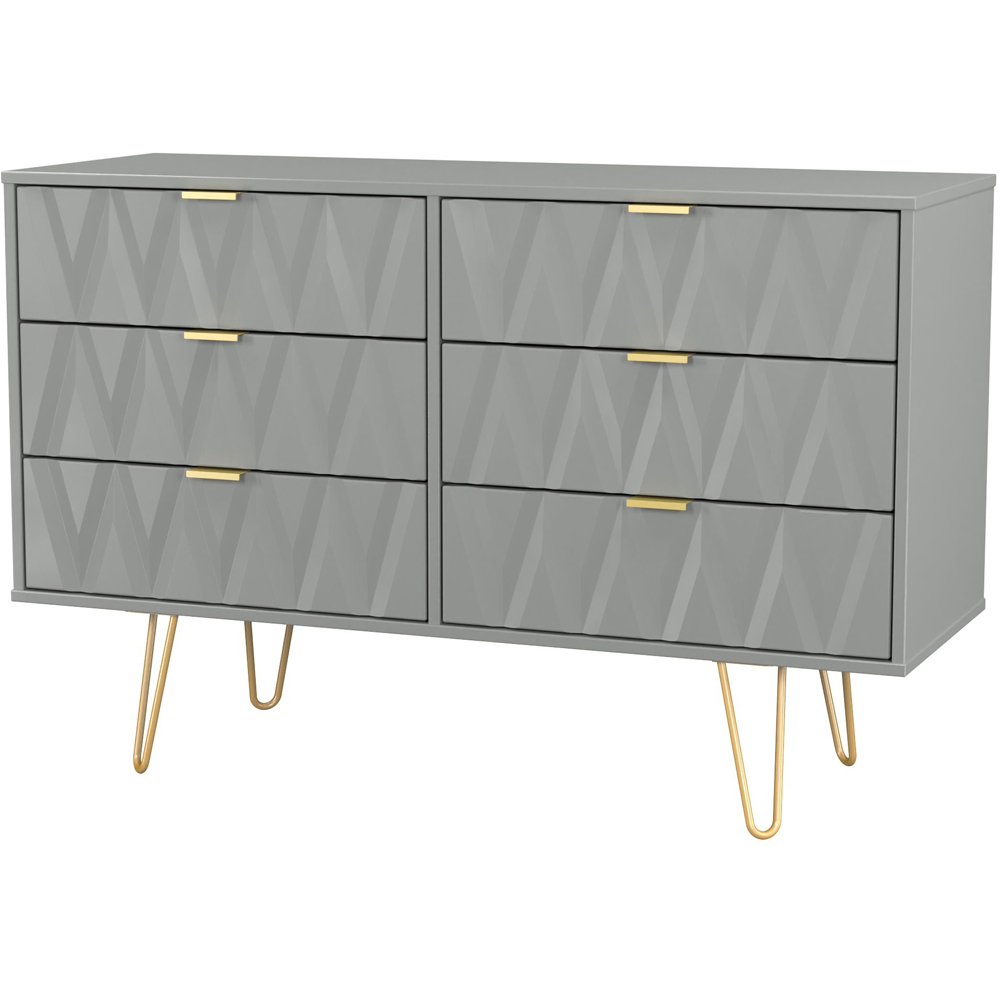 Crowndale Diamond 6 Drawer Dusk Grey Wide Chest of Drawers Ready Assembled Image 4