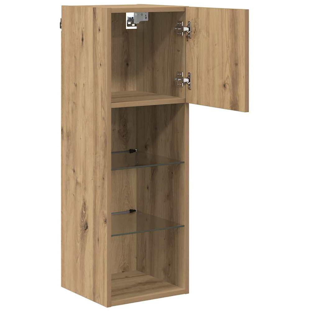 vidaXL Single Door 3 Shelf Artisan Oak Wall Mounted LED TV Unit Set of 2 Image 5