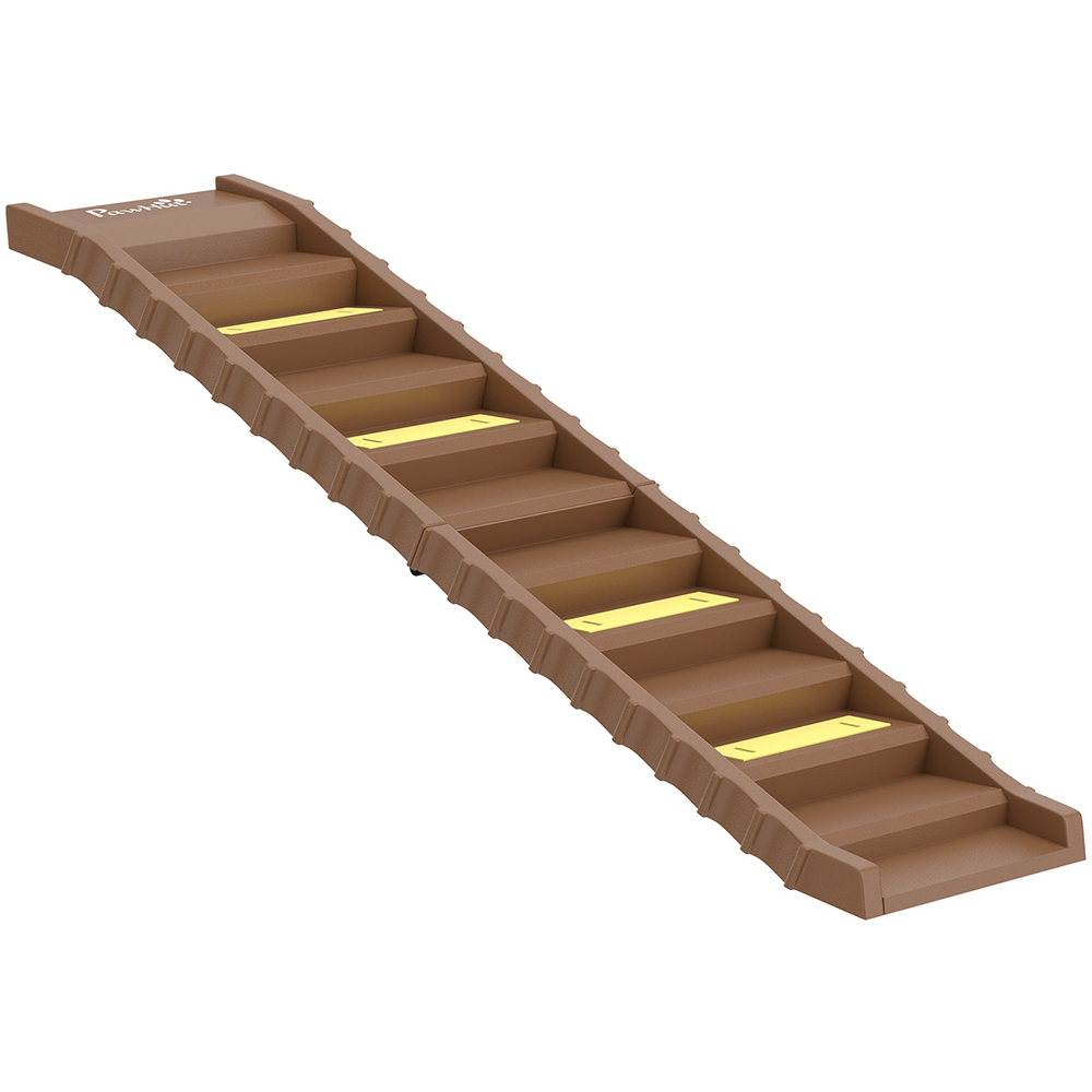 PawHut Brown Foldable Non-Slip Dog Car Ramp Image 1
