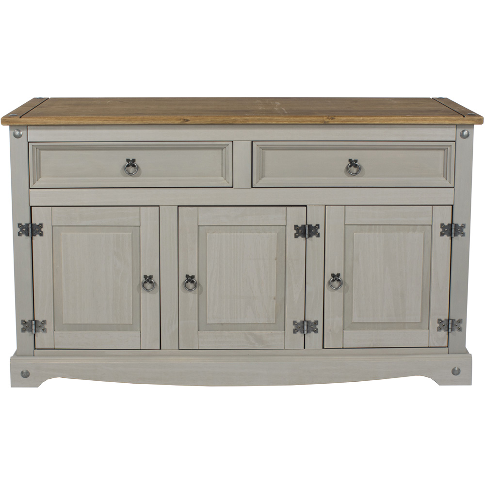 Corona 3 Door 2 Drawer Grey Washed Wax Finish Medium Sideboard Image 2