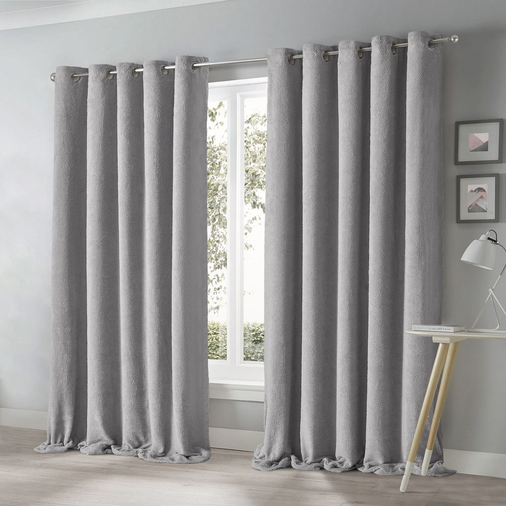 Velosso Teddy Grey Eyelet Curtains 168 x 229cm Image 1