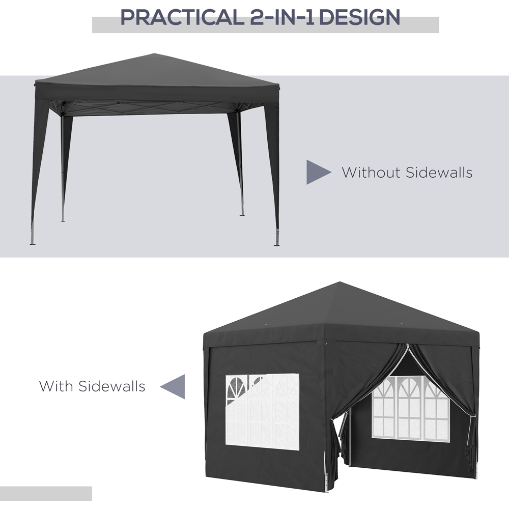 Outsunny 3 x 3m Black Pop Up Water Resistant Camping Party Tent Image 5