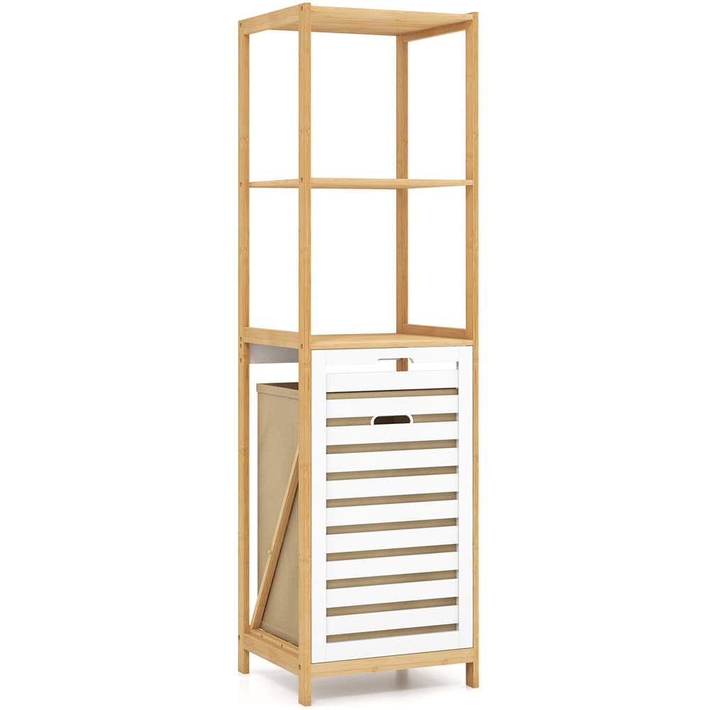 Costway 3 Shelf Natural Bamboo Tilt Out Laundry Hamper Image 1