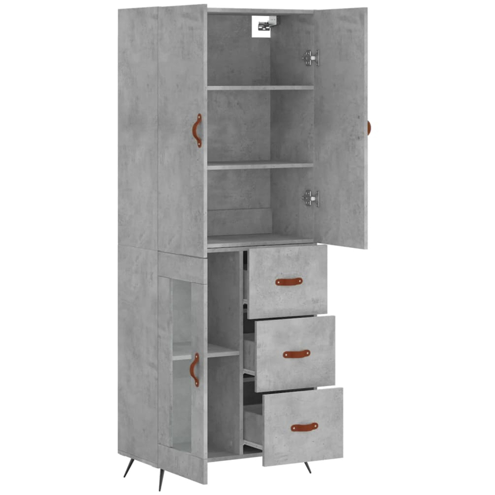 vidaXL 3 Door 3 Drawer Concrete Grey Highboard Image 4