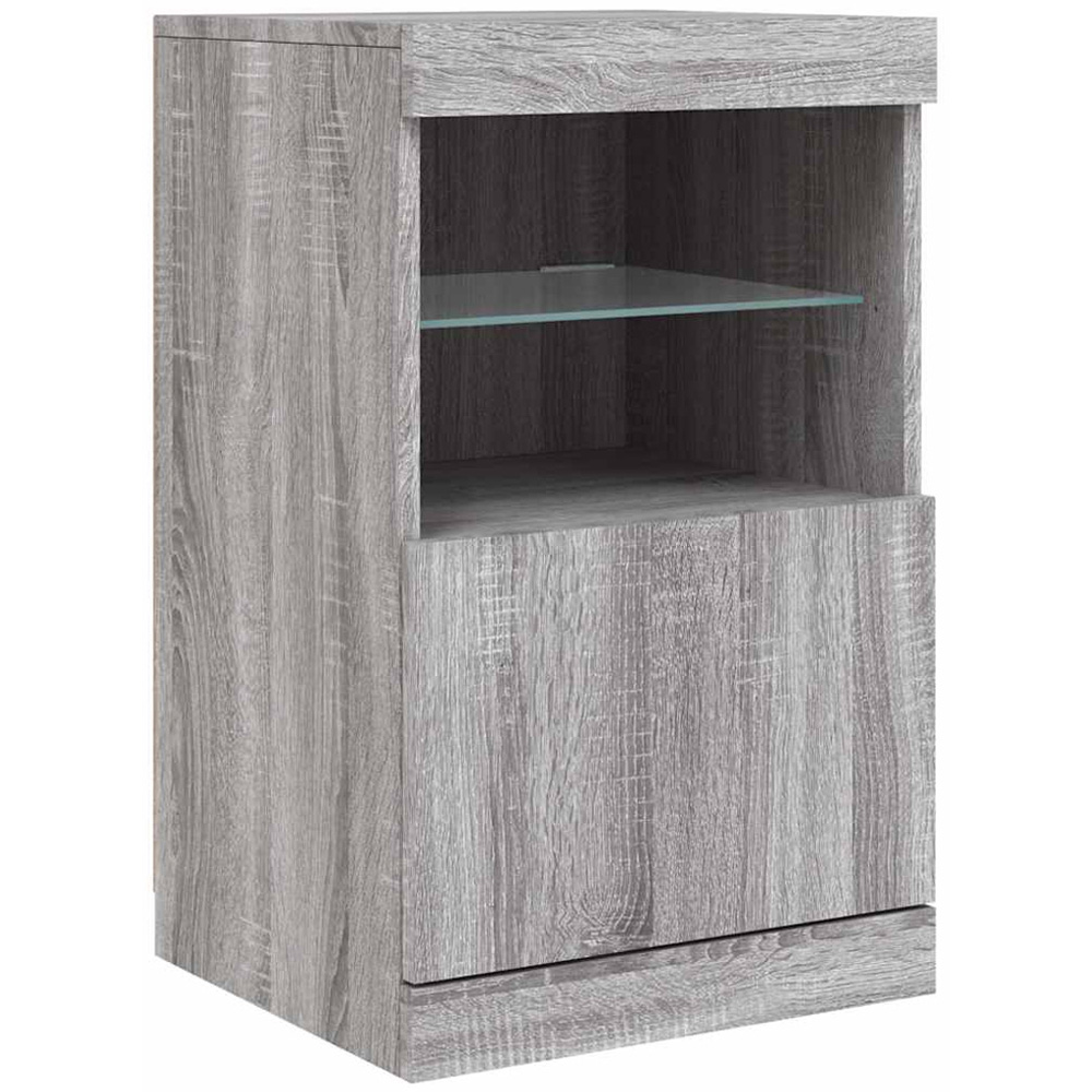 vidaXL Single Door 2 Shelf Grey Sonoma LED Sideboard Image 2