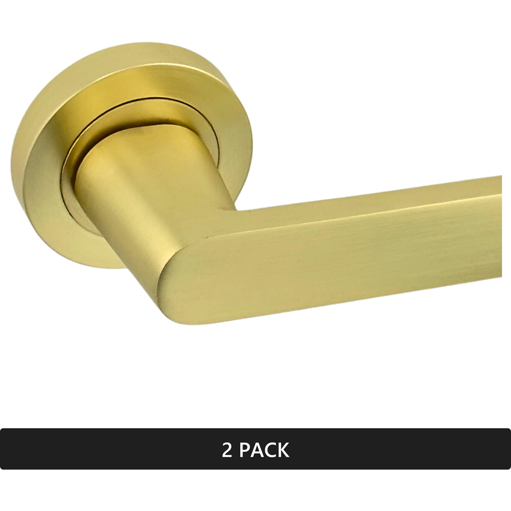 AXS Hardware Harlem Satin Brass Door Handles on Rose 2 Pack Image 5