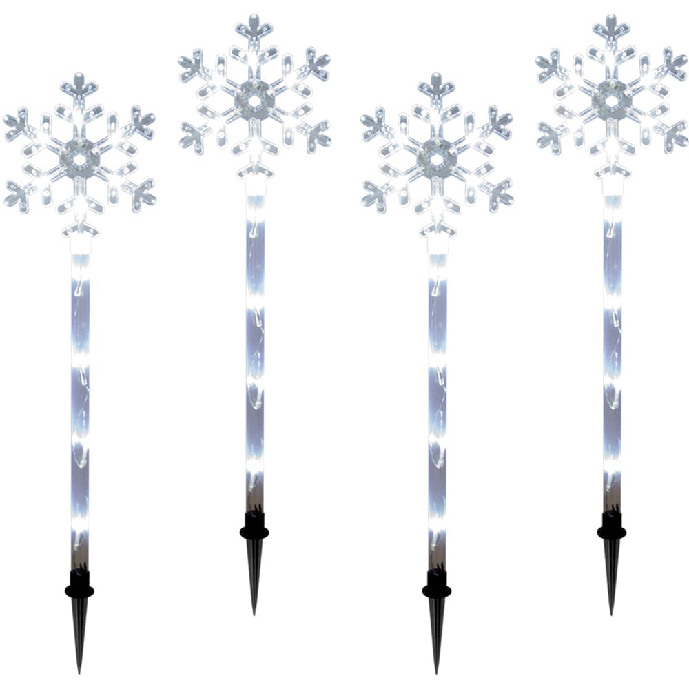 The Christmas Workshop 4 Pack 40 LED White Snowflake Garden Stake Light Image 2