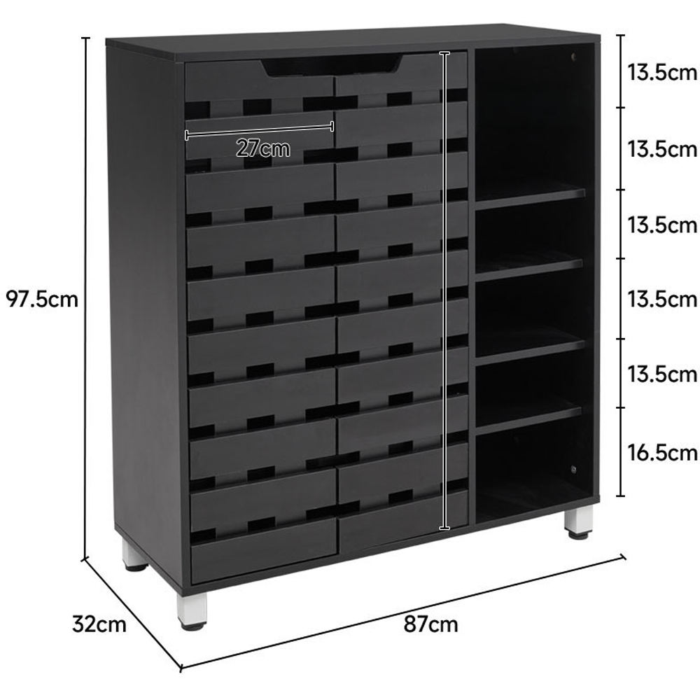 H&O Direct 2 Door 5 Shelf Black Shoe Cabinet Image 6