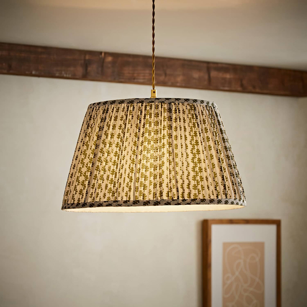 ValueLights Grange Green Floral Pleated Large Pendant Shade Image 2