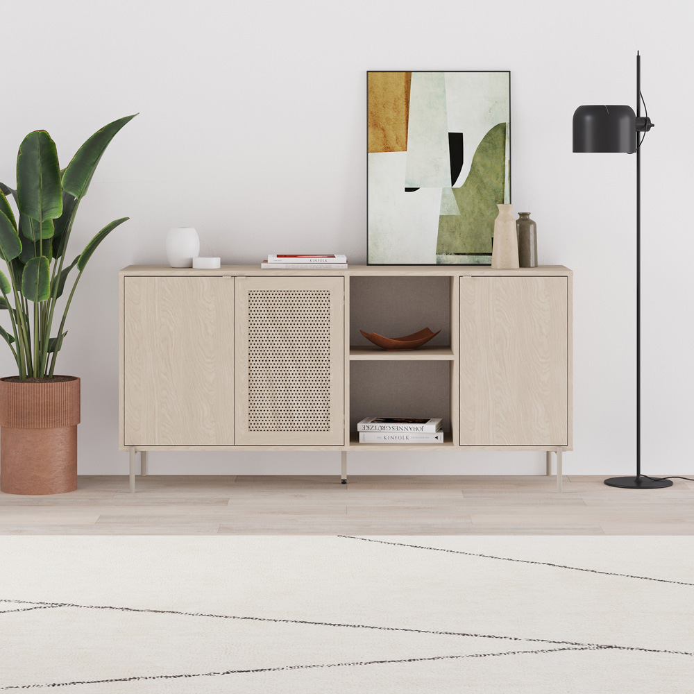 Decortie New Inca 3 Door 2 Shelf Pusula Sandstone Metal Sideboard Image 5