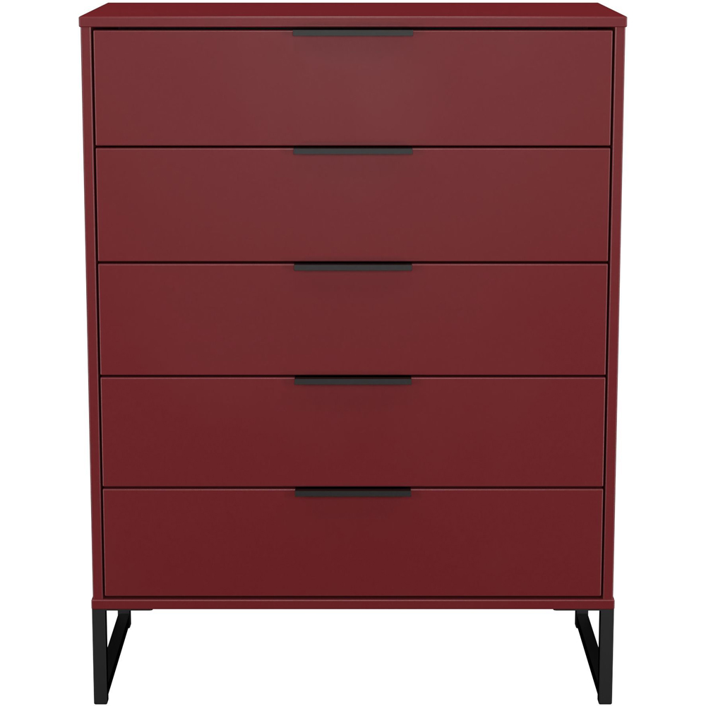 Crowndale Hong Kong 5 Drawer Red Matt Chest of Drawers Ready Assembled Image 3