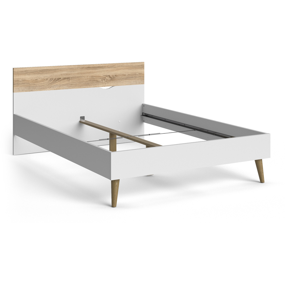 Florence Double White and Oak Wooden Bed Frame Image 2