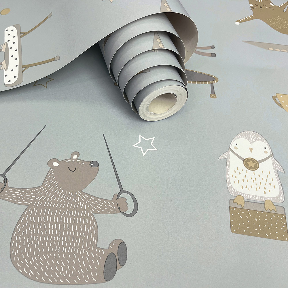 Holden Decor Animal Gymnastics Blue Wallpaper Image 2