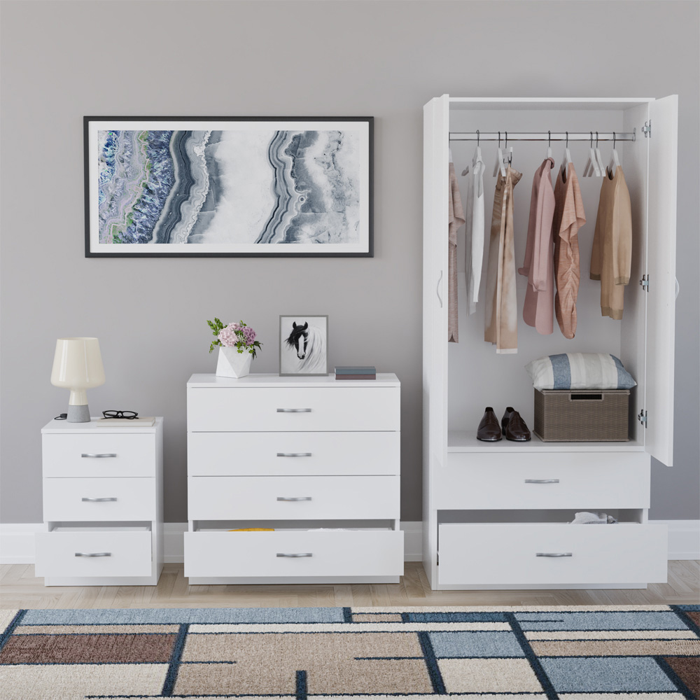 VIDA DESIGNS Riano White 3 Piece Bedroom Furniture Set Image 3