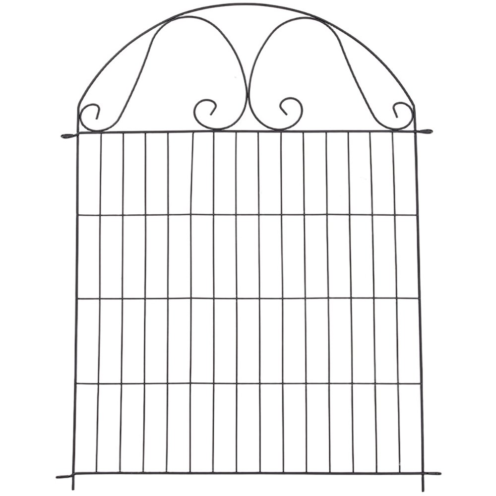 Living and Home 3 x 2.2ft 5 Panel Black Arched Top Scroll Detail Metal Garden Fence Image 2