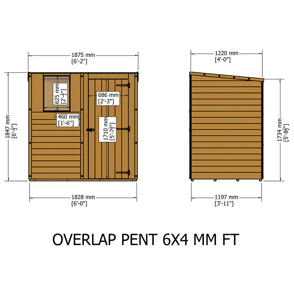 Shire 6 x 4ft Dip Treated Overlap Pent Shed Image 5