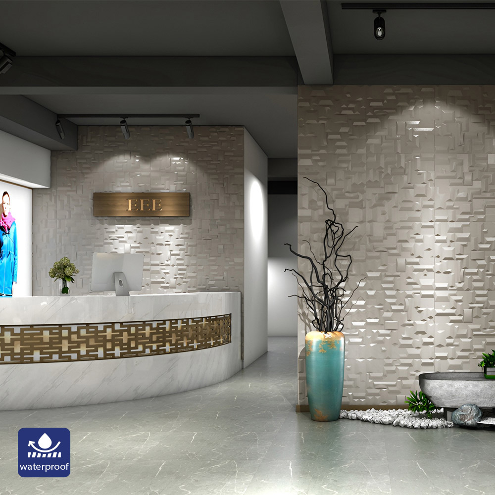 Britwall Artistic 3D Grid PU Leather Wall Panel 600 x 600mm 4 Pack Image 4