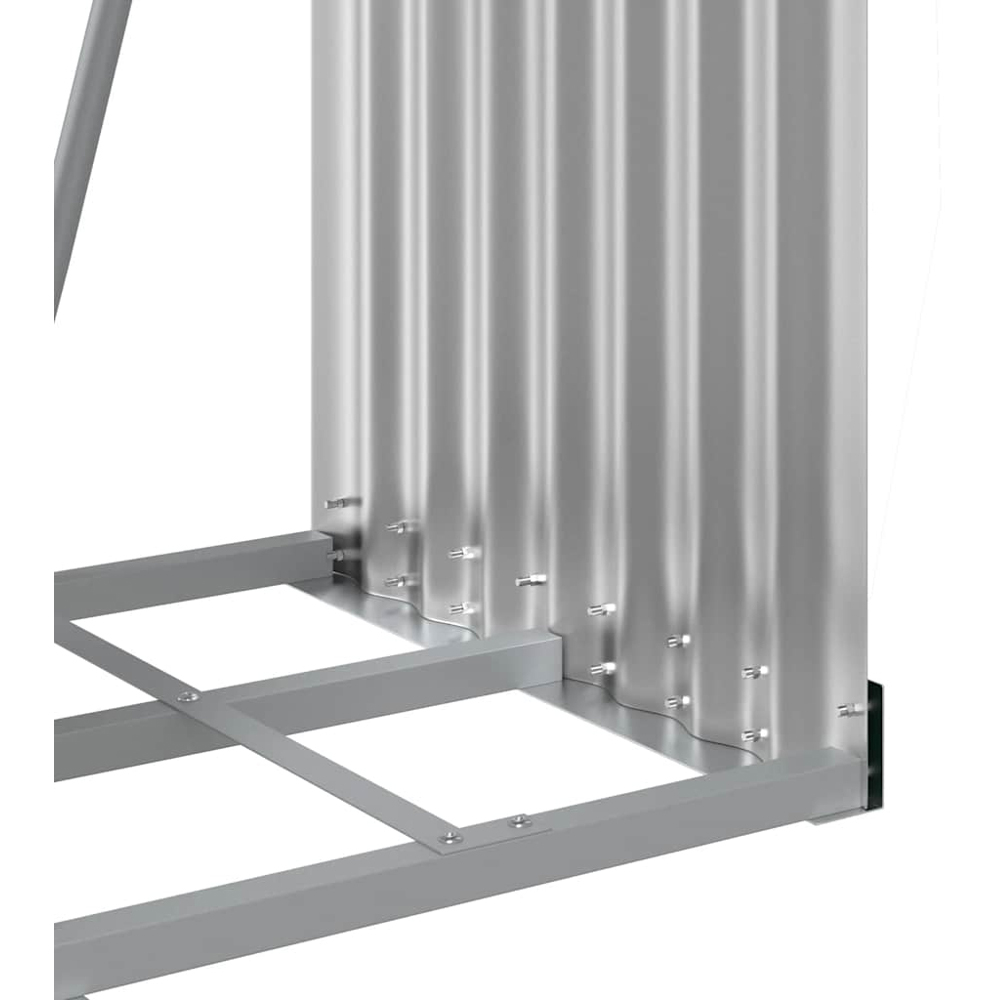 vidaXL Grey Galvanised Steel Firewood Log Holder 170 x 40 x 45cm Image 5