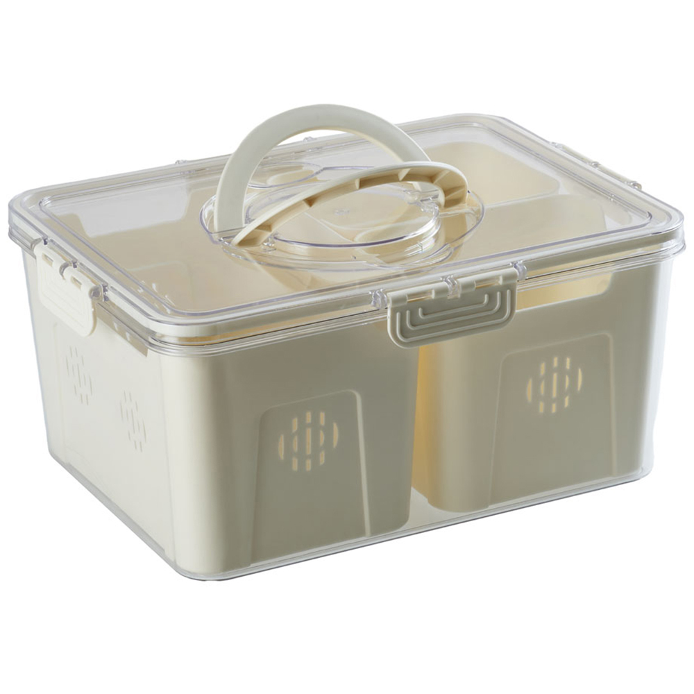 H&O Direct 3 Compartments Fridge Food Storage Container Bin with Handle Image 1