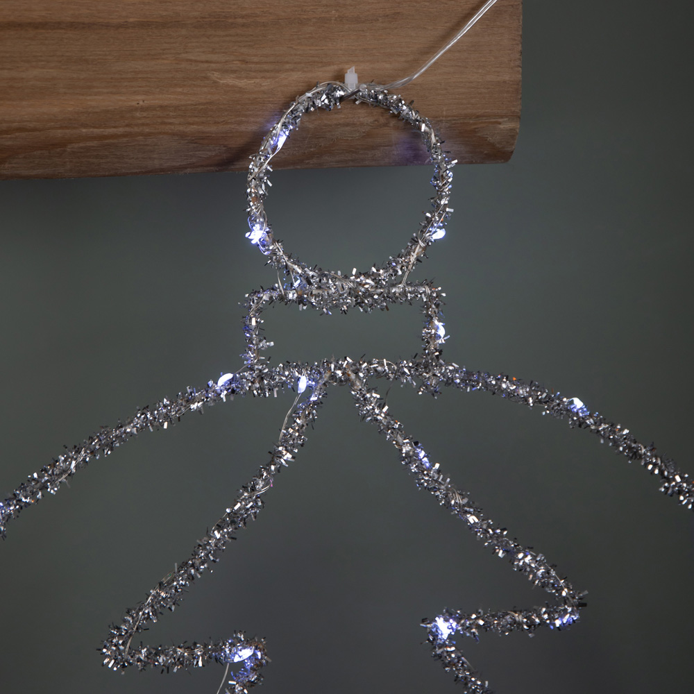 Samuel Alexander White Twinkling LED Light Up Silver Tree Ball Hanging Christmas Decoration Image 4