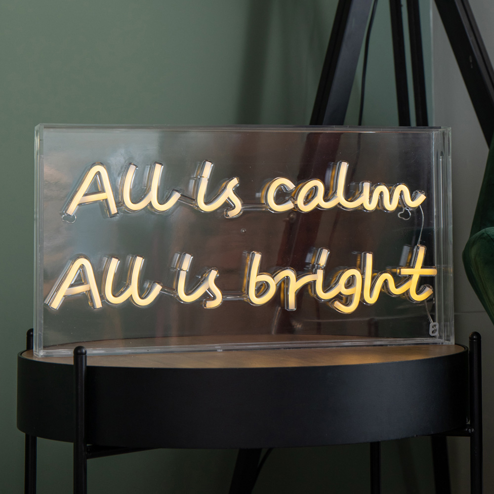 Samuel Alexander Warm White LED Light Up Neon All is Calm All is Bright Christmas Decoration Image 4