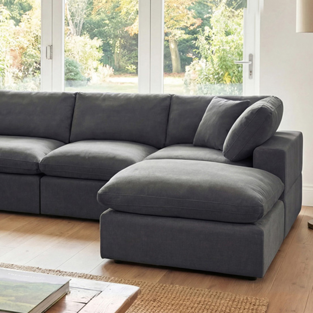 Artemis Home Cotleigh 6 Seater Charcoal Textured Fabric U-Shaped Corner Sofa Image 2