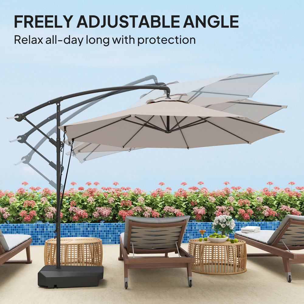 Outsunny Cream Cantilever Garden Parasol with Cover Weighted Base and Wind Strap 2.9m Image 7