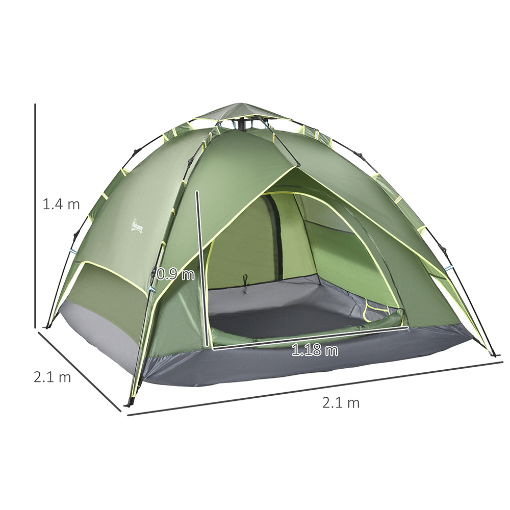 Outsunny 3 Person Pop Up Tent Green Image 5
