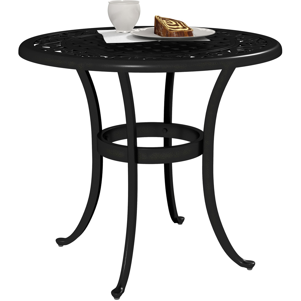 Outsunny Cast Aluminium Frame Round Garden Table Black Image 2