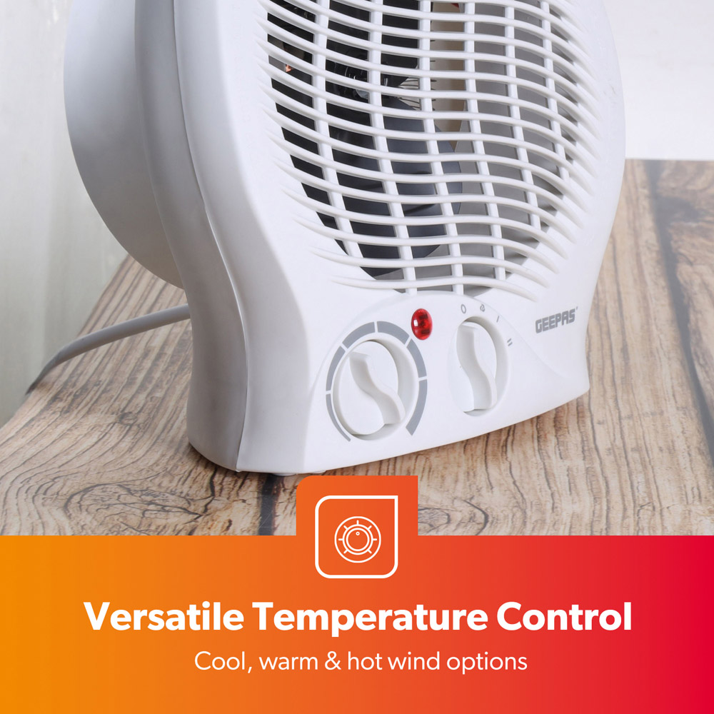 Geepas White Portable Fan Heater 2000W Image 3
