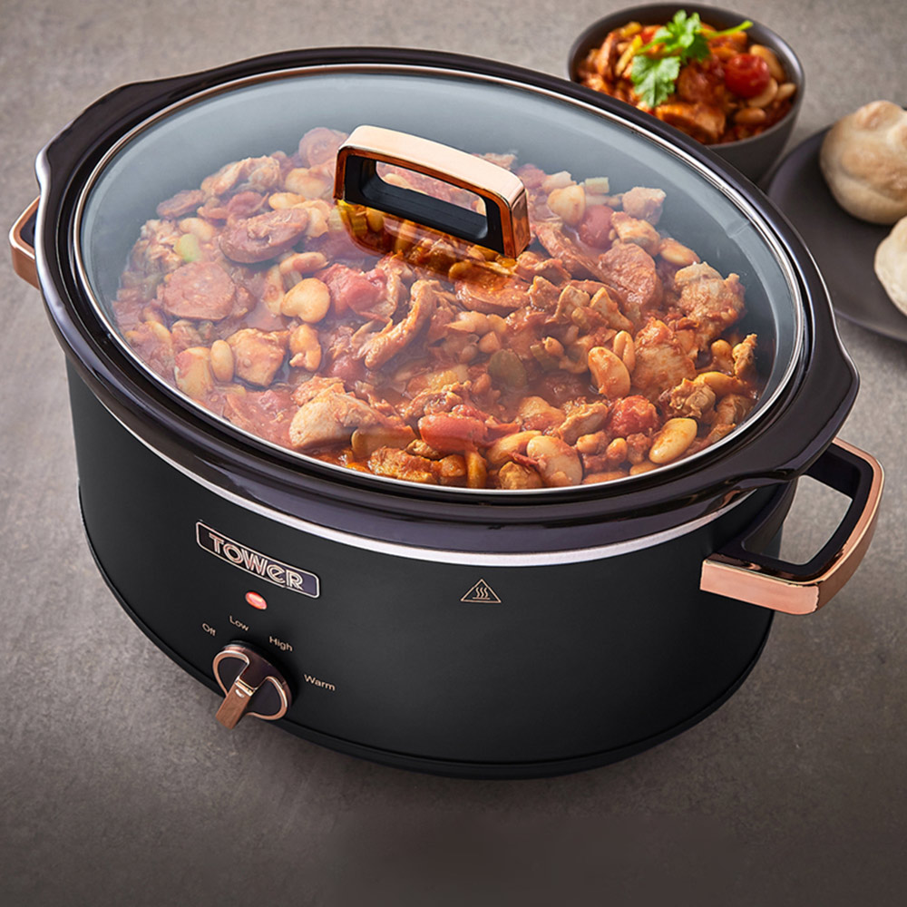 Tower T16043BLK Cavaletto Black and Rose Gold Slow Cooker 6.5L Image 6