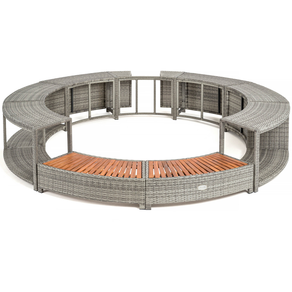 Lay-Z-Spa 2 Door 2 Shelf Grey Round Rattan Spa Surround 200cm Image 1