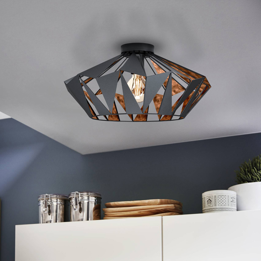 EGLO Carlton 6 Black and Copper Ceiling Light